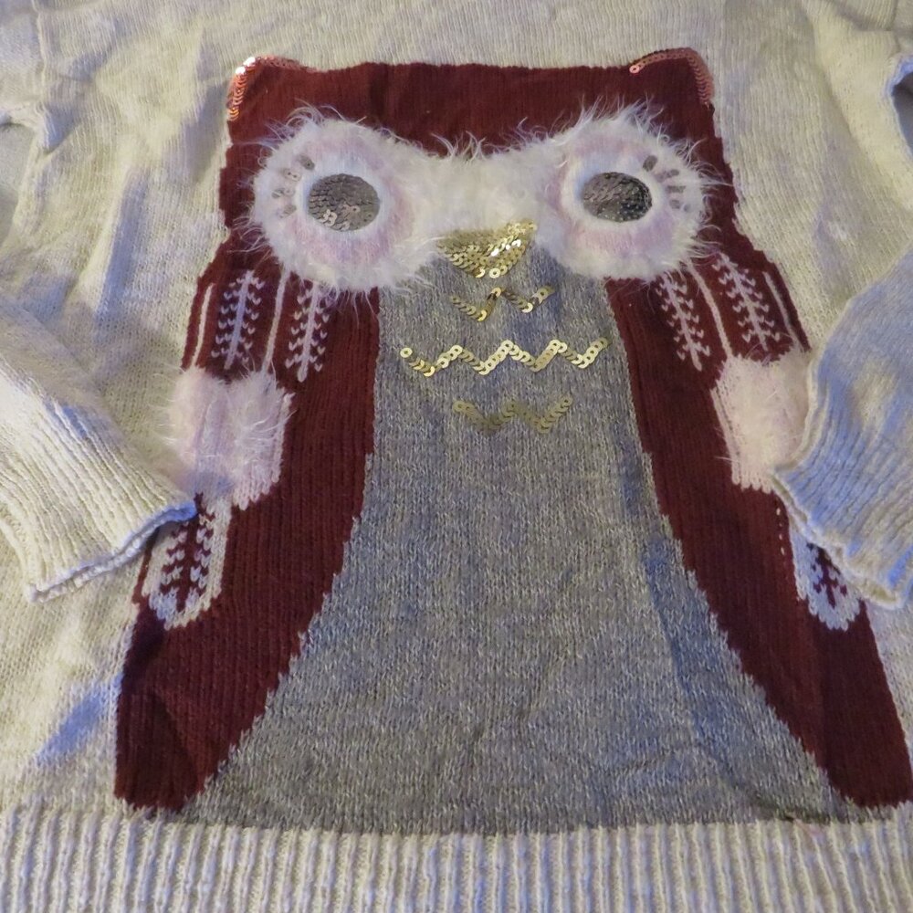 Justice Cream Owl Sweater  Long Sleeve  Sweater  Size 12 - Picture 2 of 5